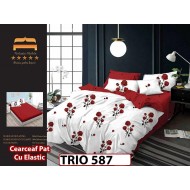 Lenjerie din finet  6 piese cearceaf cu elastic - TRIO587