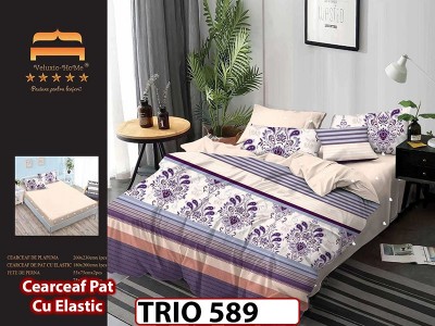 Lenjerie din finet  6 piese cearceaf cu elastic - TRIO589 Lenjerie din finet  6 piese cearceaf cu elastic - TRIO589