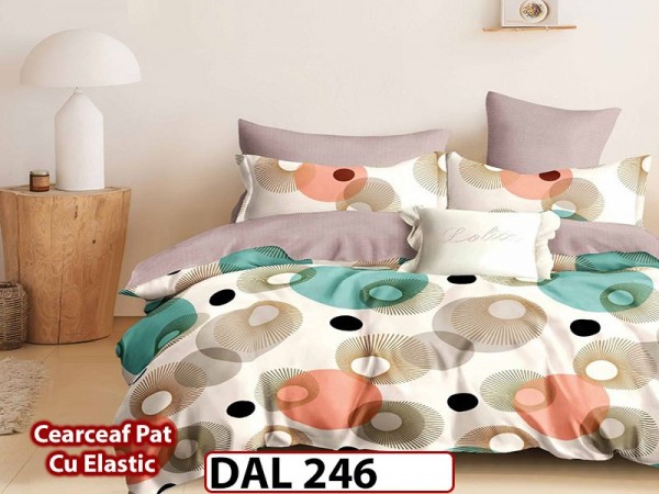 Lenjerie din finet cu 6 piese si cearceaf cu Elastic - DAL246