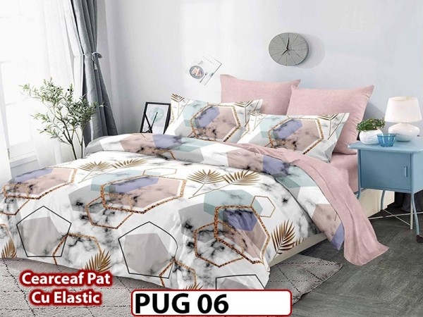 Lenjerie din finet 6 piese si cearceaf cu Elastic - PUG06