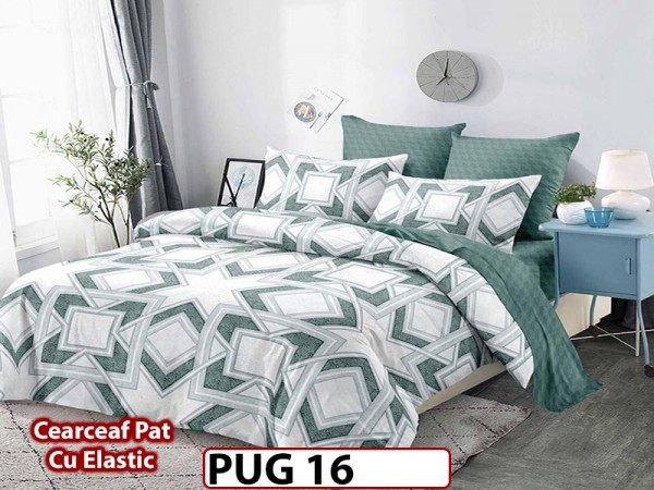 Lenjerie din finet 6 piese si cearceaf cu Elastic - PUG16