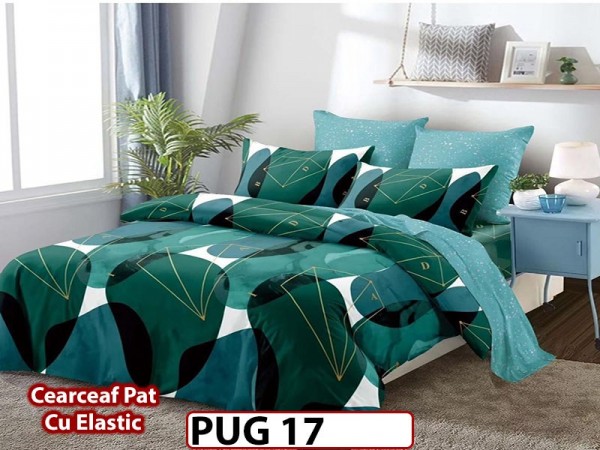Lenjerie din finet 6 piese si cearceaf cu Elastic - PUG17 Lenjerie din finet 6 piese si cearceaf cu Elastic - PUG17