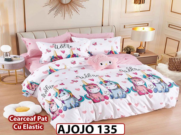 Lenjerie din finet 6 piese si cearceaf cu Elastic - AJOJO135