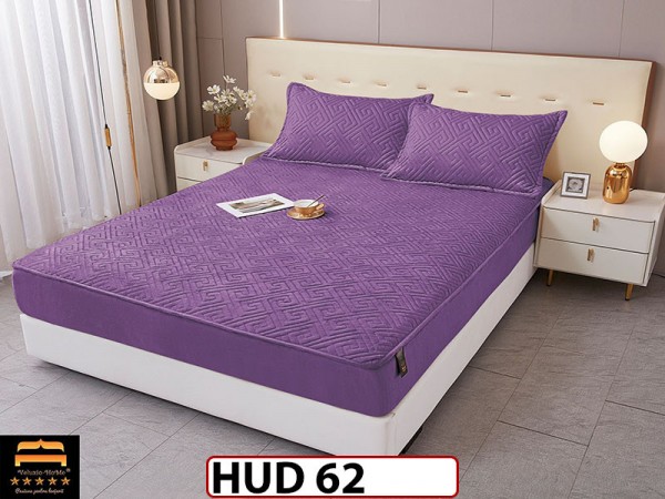 Husa matlasata tip topper din catifea + 2 Fete de Perne - Saltea 160x200- HUD62