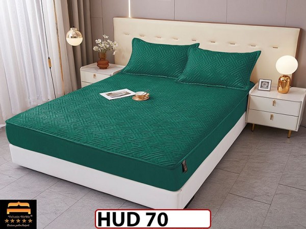 Husa matlasata tip topper din catifea + 2 Fete de Perne - Saltea 160x200- HUD70