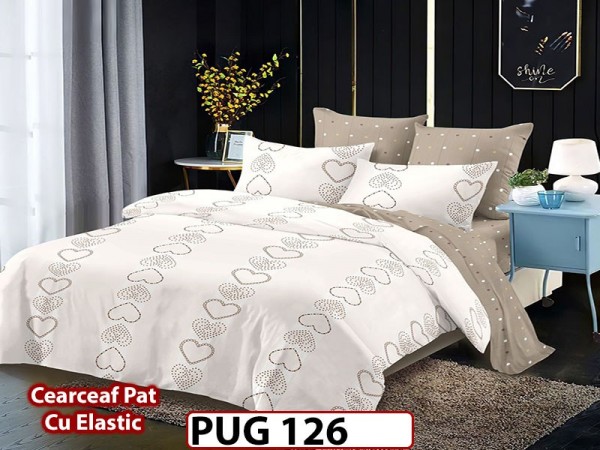 Lenjerie din finet 6 piese si cearceaf cu Elastic - PUG126