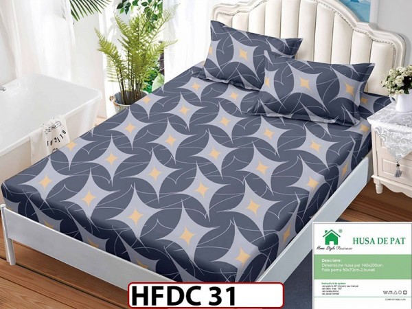 Husa de Pat din Finet + 2 Fete de Perne - Saltea 140x200 - Pat 2 Persoane -HFDC31