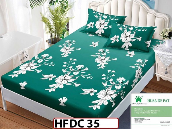 Husa de Pat din Finet + 2 Fete de Perne - Saltea 140x200 - Pat 2 Persoane -HFDC35