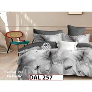 Lenjerie din finet cu 6 piese si cearceaf cu Elastic - DAL257