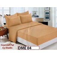 Lenjerie din Damasc Finetat  6 piese cu cearceaf elastic - DME04