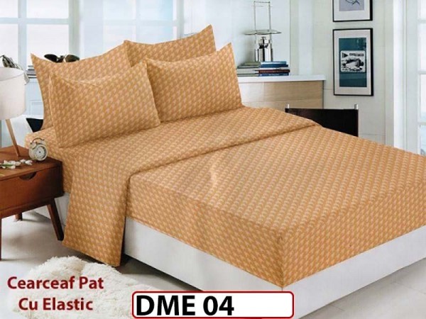 Lenjerie din Damasc Finetat  6 piese cu cearceaf elastic - DME04