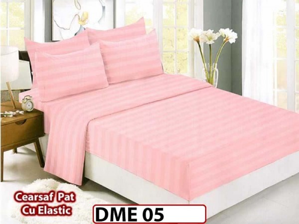 Lenjerie din Damasc Finetat  6 piese cu cearceaf elastic - DME05