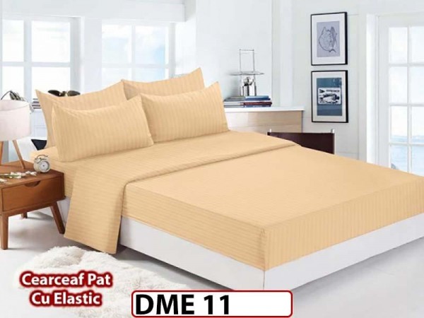 Lenjerie din Damasc Finetat  6 piese cu cearceaf elastic - DME11