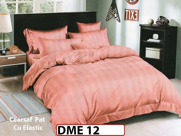 Lenjerie din Damasc Finetat  6 piese cu cearceaf elastic - DME12