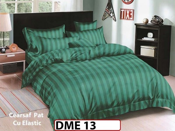 Lenjerie din Damasc Finetat  6 piese cu cearceaf elastic - DME13