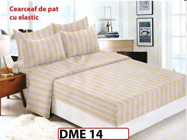 Lenjerie din Damasc Finetat  6 piese cu cearceaf elastic - DME14