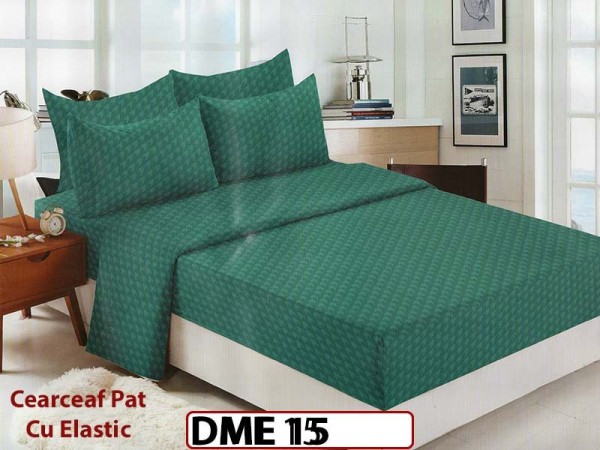 Lenjerie din Damasc Finetat  6 piese cu cearceaf elastic - DME15