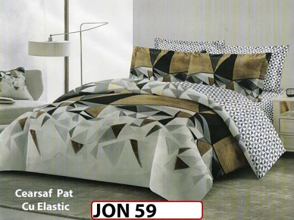 Lenjerie din finet  6 piese cu cearceaf elastic - JON59