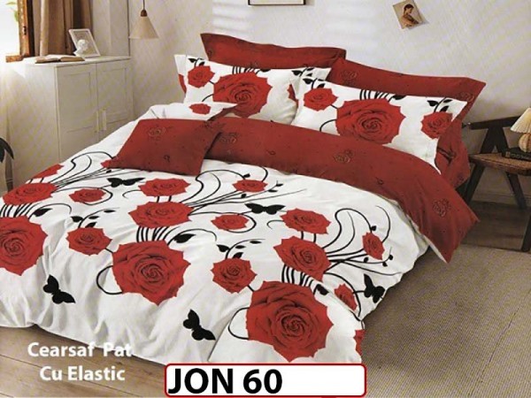 Lenjerie din finet  6 piese cu cearceaf elastic - JON60