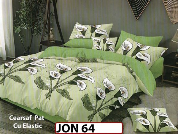 Lenjerie din finet  6 piese cu cearceaf elastic - JON64