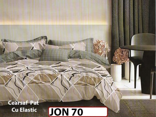 Lenjerie din finet  6 piese cu cearceaf elastic - JON70