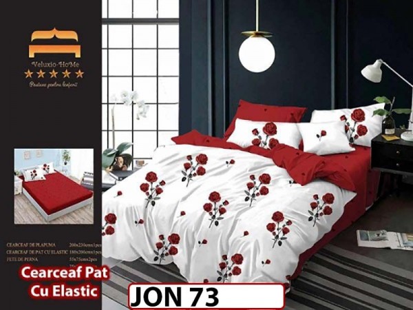 Lenjerie din finet  6 piese cu cearceaf elastic - JON73