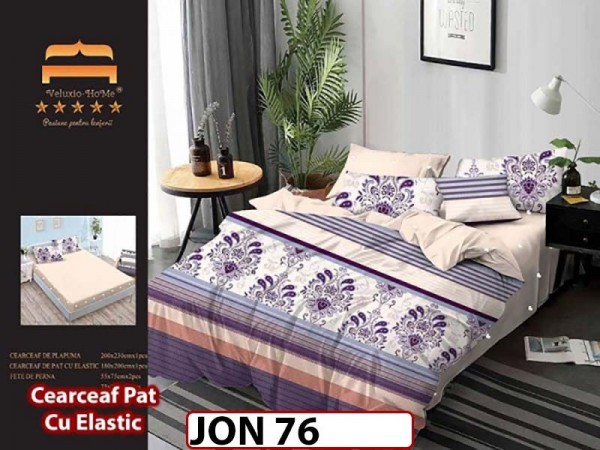 Lenjerie din finet  6 piese cu cearceaf elastic - JON76