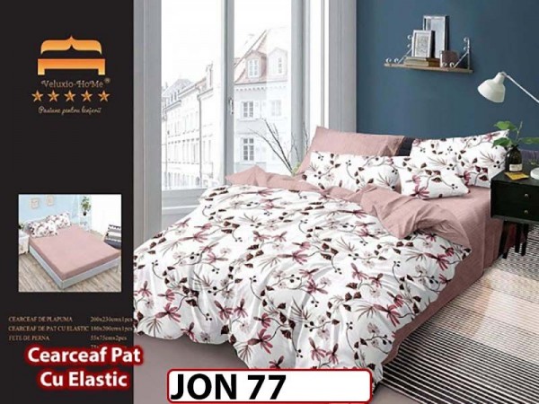 Lenjerie din finet  6 piese cu cearceaf elastic - JON77