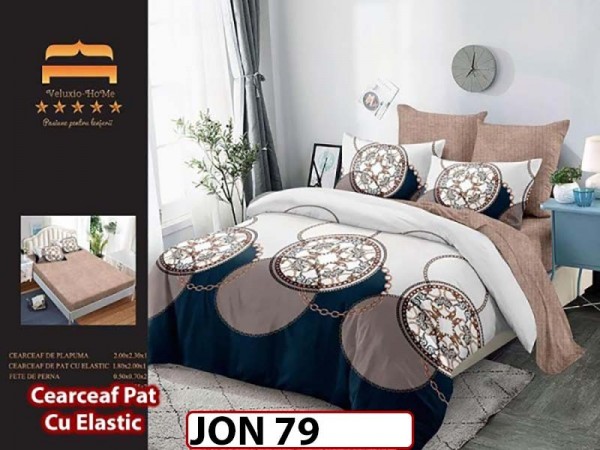 Lenjerie din finet  6 piese cu cearceaf elastic - JON79