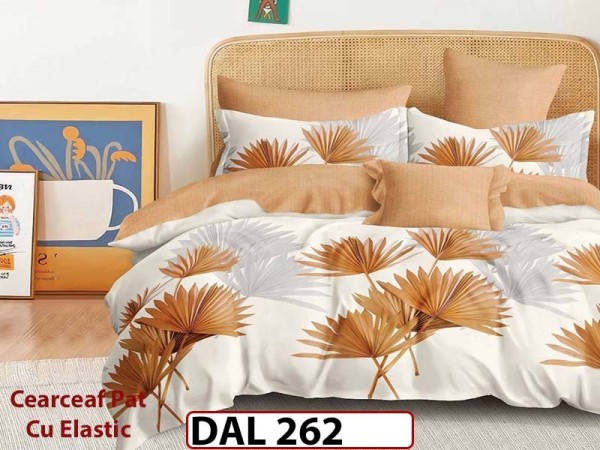 Lenjerie din finet cu 6 piese si cearceaf cu Elastic - DAL262