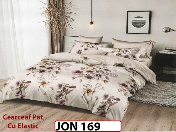 Lenjerie din finet  6 piese cu cearceaf elastic - JON169