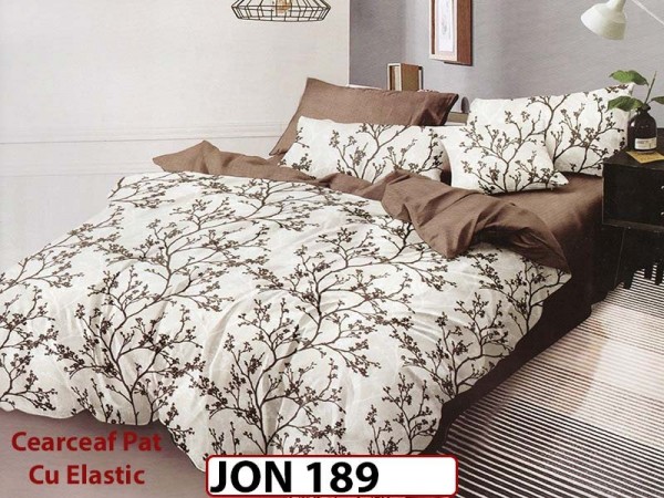 Lenjerie din finet  6 piese cu cearceaf elastic - JON189