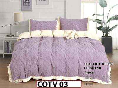 Lenjerie  cocolino cu blanita , tip tricotaj, 4 piese - COTV03 Lenjerie  cocolino cu blanita , tip tricotaj, 4 piese - COTV03