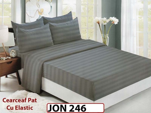 Lenjerie din Damasc Finetat  6 piese cu cearceaf elastic - JON 246