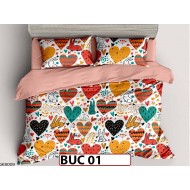 Lenjerie  pentru  1 persoana din bumbac 100% 4 piese -BUC01