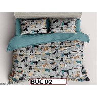 Lenjerie  pentru  1 persoana din bumbac 100% 4 piese -BUC02