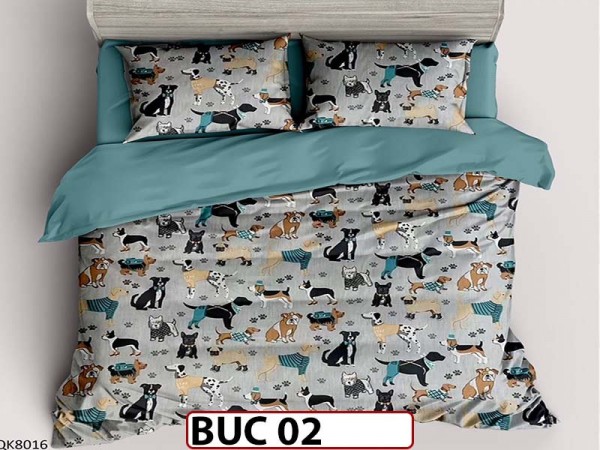 Lenjerie  pentru  1 persoana din bumbac 100% 4 piese -BUC02