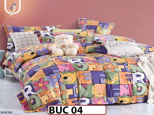 Lenjerie  pentru  1 persoana din bumbac 100% 4 piese -BUC04