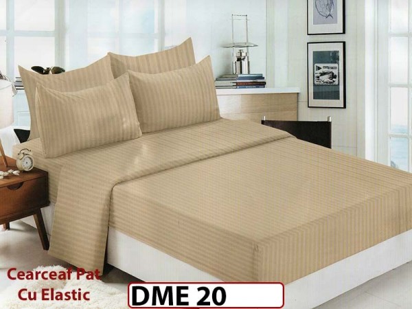 Lenjerie din Damasc Finetat  6 piese cu cearceaf elastic - DME20