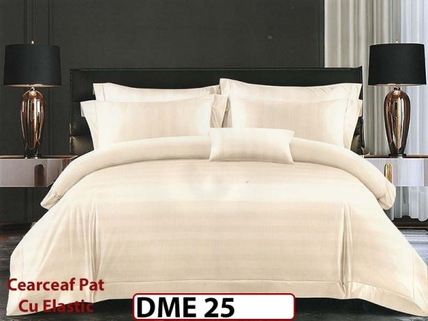 Lenjerie din Damasc Finetat  6 piese cu cearceaf elastic - DME25