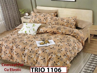 Lenjerie din finet  6 piese cearceaf cu elastic - TRIO1106 Lenjerie din finet  6 piese cearceaf cu elastic - TRIO1106