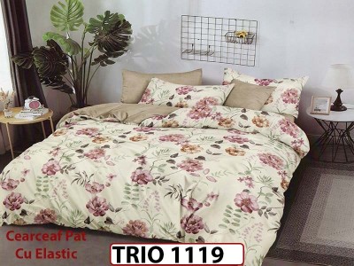 Lenjerie din finet  6 piese cearceaf cu elastic - TRIO1119 Lenjerie din finet  6 piese cearceaf cu elastic - TRIO1119