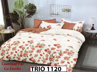 Lenjerie din finet  6 piese cearceaf cu elastic - TRIO1120 Lenjerie din finet  6 piese cearceaf cu elastic - TRIO1120