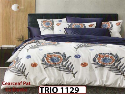 Lenjerie din finet  6 piese cearceaf cu elastic - TRIO1129 Lenjerie din finet  6 piese cearceaf cu elastic - TRIO1129