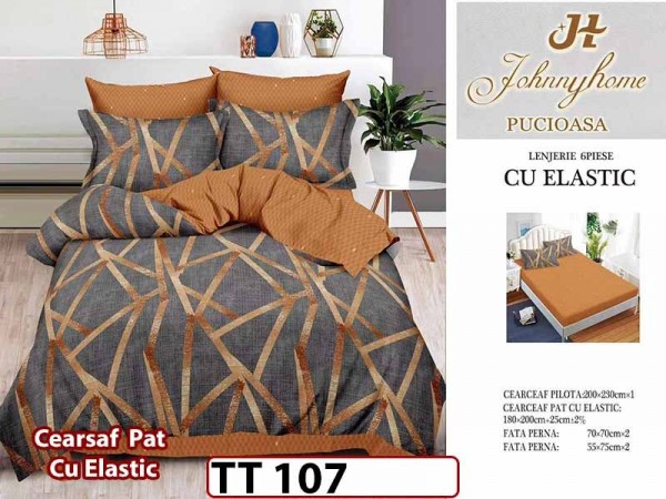 Lenjerie din finet 6 piese si cearceaf cu Elastic - TT 107 Lenjerie din finet 6 piese si cearceaf cu Elastic - TT 107