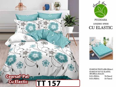 Lenjerie din finet 6 piese si cearceaf cu Elastic - TT 157 Lenjerie din finet 6 piese si cearceaf cu Elastic - TT 157