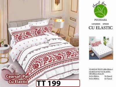 Lenjerie din finet 6 piese si cearceaf cu Elastic - TT 199 Lenjerie din finet 6 piese si cearceaf cu Elastic - TT 199