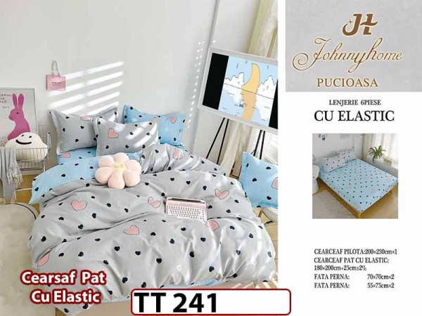 Lenjerie din finet 6 piese si cearceaf cu Elastic - TT 241