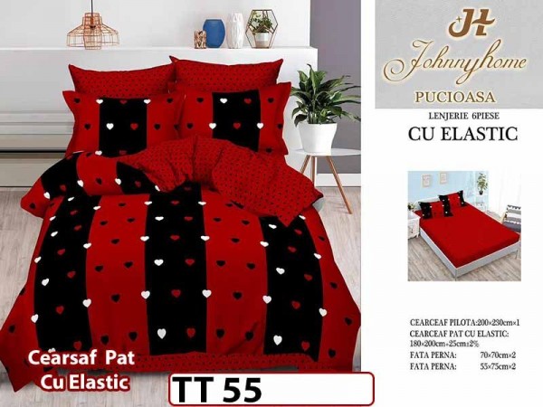 Lenjerie din finet 6 piese si cearceaf cu Elastic - TT 55 Lenjerie din finet 6 piese si cearceaf cu Elastic - TT 55