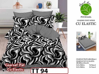 Lenjerie din finet 6 piese si cearceaf cu Elastic - TT 94 Lenjerie din finet 6 piese si cearceaf cu Elastic - TT 94